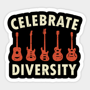 Celebrate Diversity Guitar Player Music Guitarist Sticker